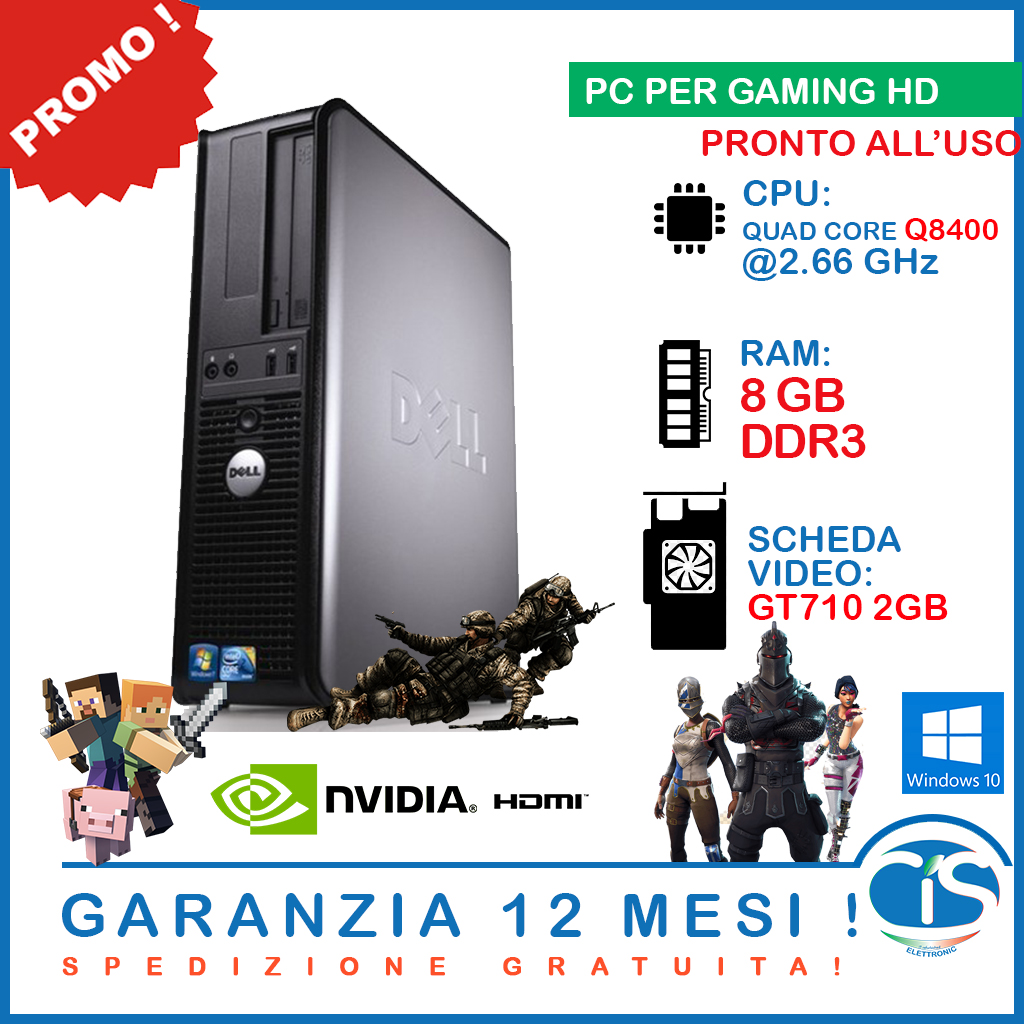 Pc Gaming Computer Fisso Desktop Computer Dell Windows 10 Economico Gt 710 2gb Cis Elettronic